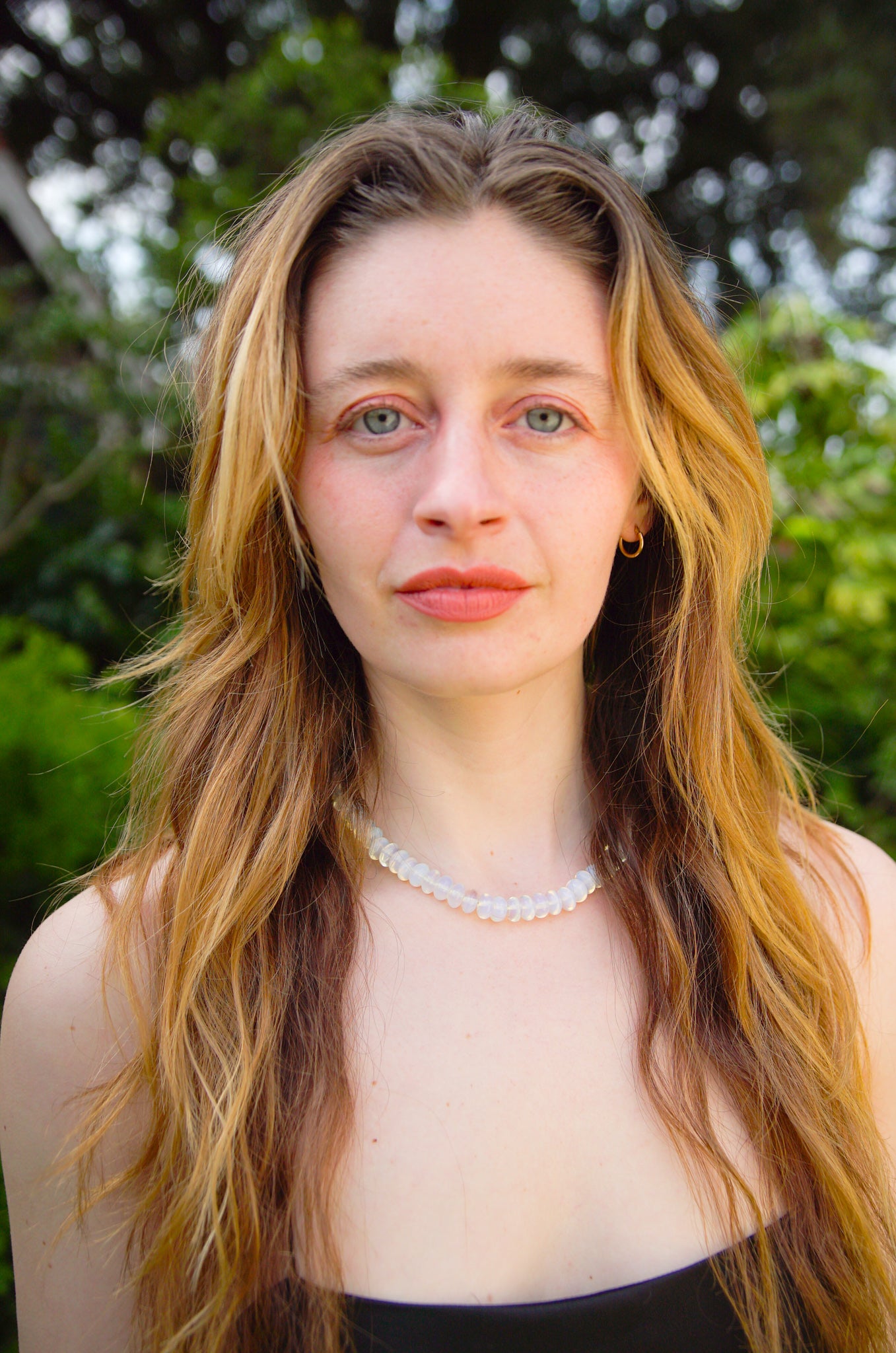 Opalite Moonstone Rondelle Choker With Gold-Filled Clasp