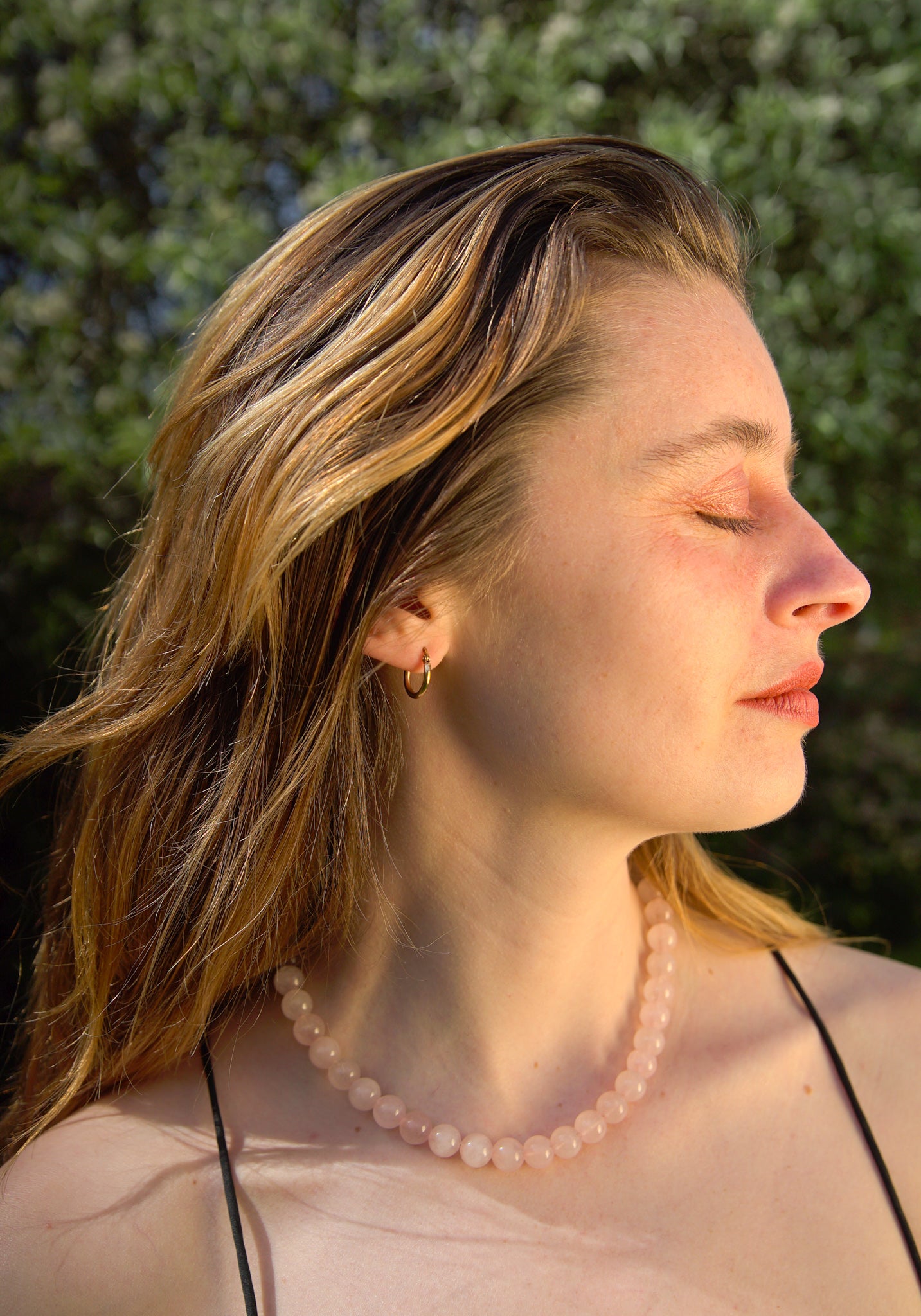 Rose Quartz Choker With Gold-Filled Clasp