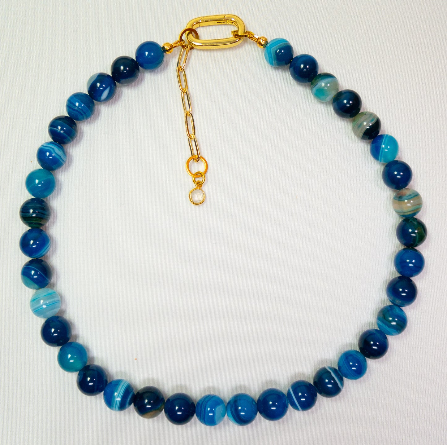 Blue Banded Agate Choker With Gold-Filled Clasp