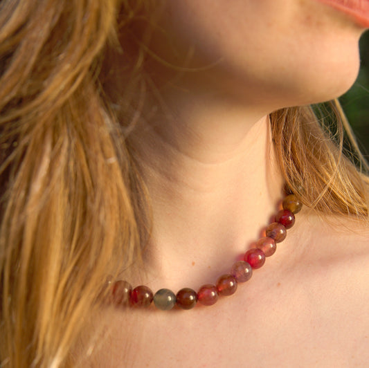Dragon Vein Agate Choker With Gold-Filled Clasp