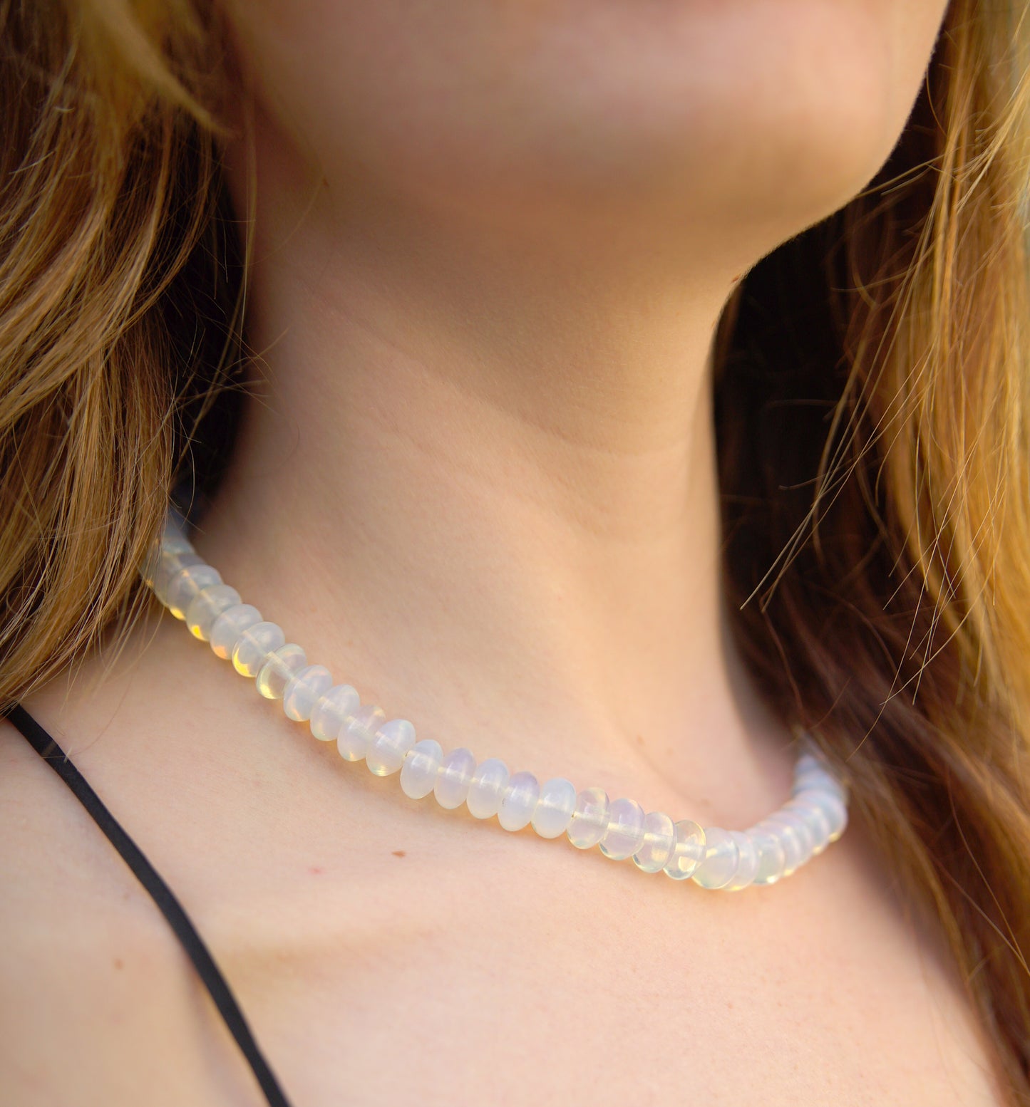 Opalite Moonstone Rondelle Choker With Gold-Filled Clasp