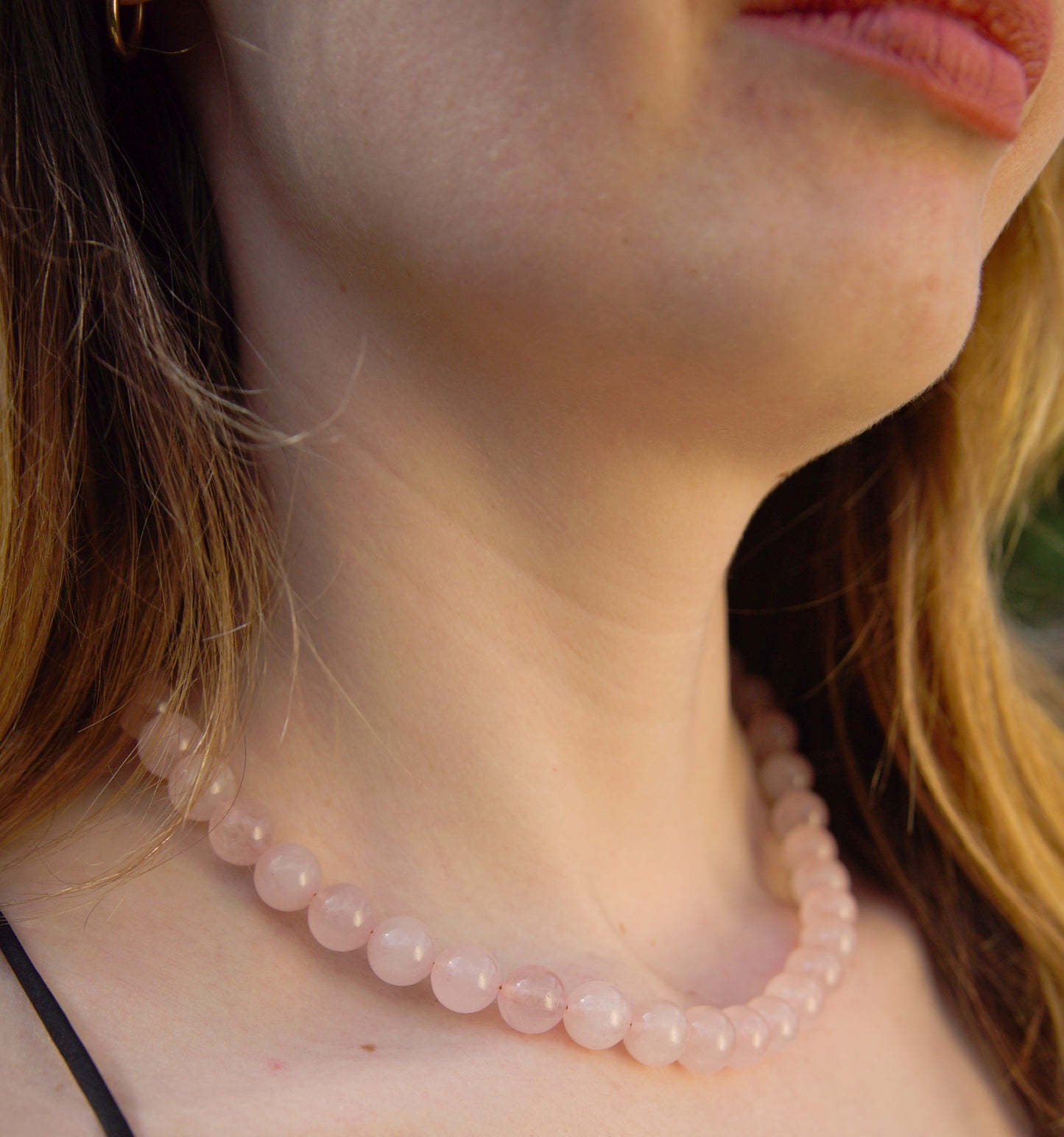 Rose Quartz Choker With Gold-Filled Clasp